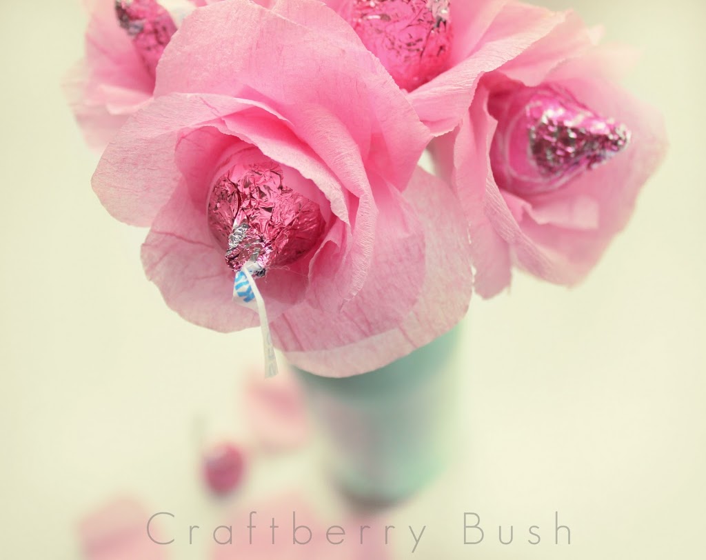 Valentine's Day Craft - Tissue Paper Flower Lollipops - The