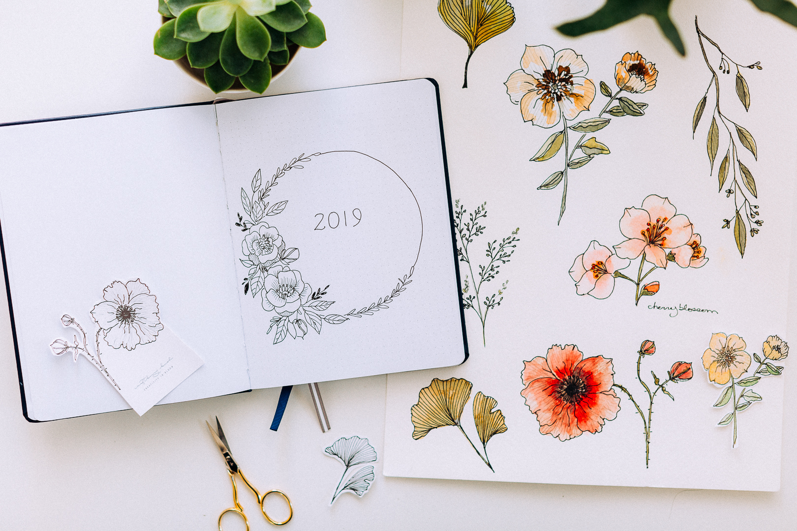 My First Bullet Journal 2 Free Months Of Skillshare Premium And Hand Drawn Flower Printable Stickers