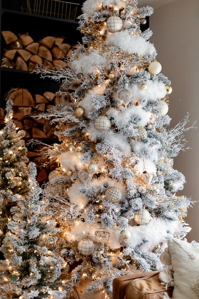 Snowy Golden Christmas Tree