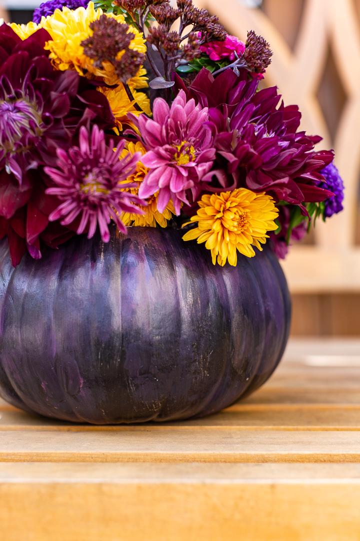 Painted Pumpkin Flower Arrangement