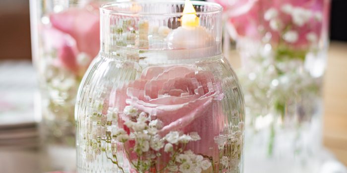 Easy Rose and candle centerpiece